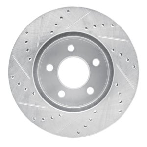 Jeep Liberty Brake Rotor (1) - Front Right - R1 Concepts - Drilled & Slotted - Silver - `02-`07